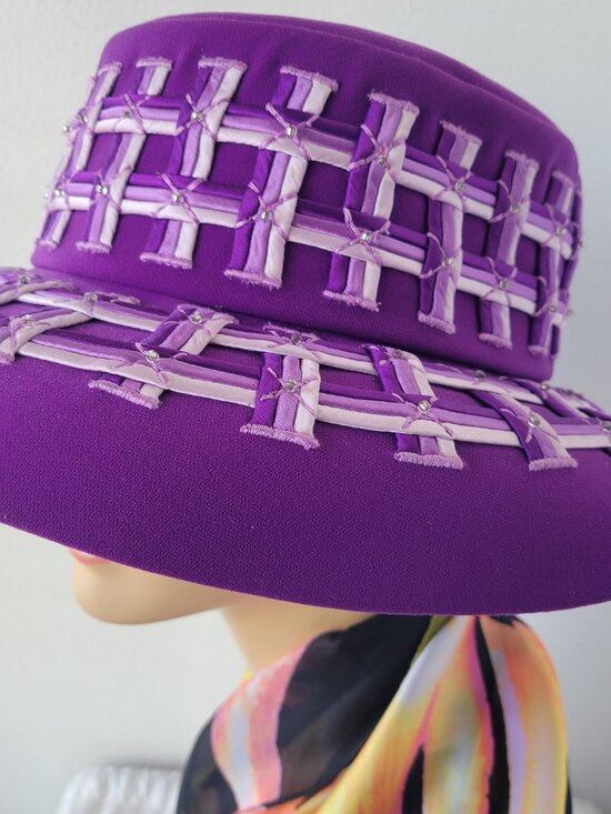Vintage Ben Marc International Women’s Wool Purple Braided Hat w/Band